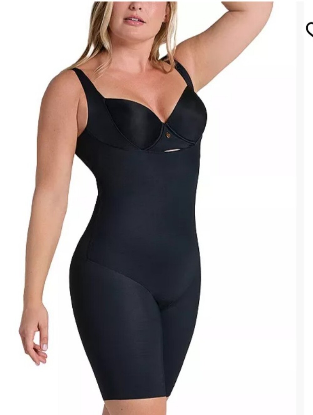 New Leonisa Undetectable Step-In Mid Thigh Body Shaper Firm Compression Black M